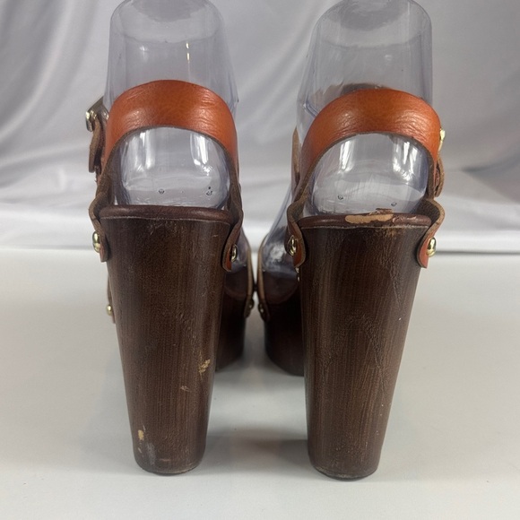 Vintage Mossimo Faux Wooden Heels with Orange Strap - Picture 5 of 15